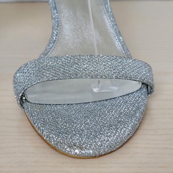 Michael Kors Ava Mid Heel Strappy Silver Glitter Sandals Heels PV19H Size 10M - Picture 14 of 16